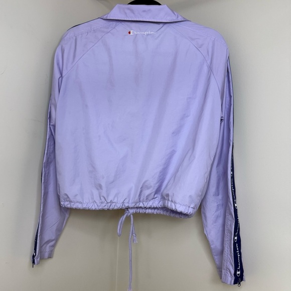 Champion Lilac Purple Windbreaker Jacket | Vintage Style Logo Zip-Up **Flaw** - Picture 4 of 7